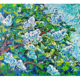 Botanischer Garten. Flieder blüht, 2019, Oil on canvas, 90х100 cm