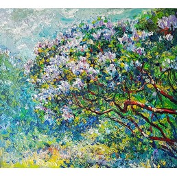 Botanischer Garten. Flieder blüht, 2019 ,Oil on canvas, 90х100 cm